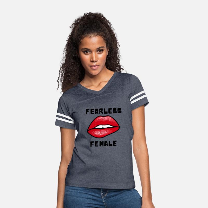 Red Black Fearless Female T Shirt