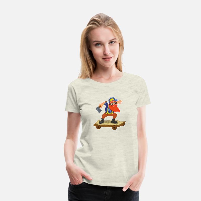 Redhead Lumberjack on Wooden Skateboard