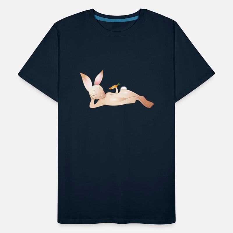 Relaxed rabbit with carrot is enjoying his life