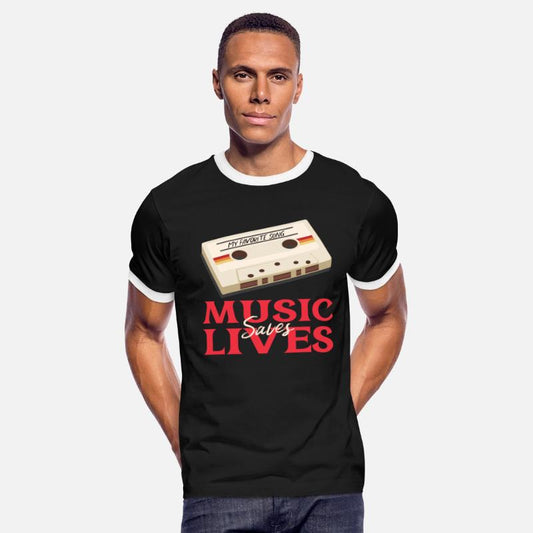 Retro vintage style. Music Saves Lives. 80s
