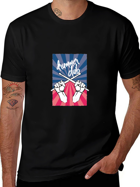 Drummer Club Graphic Tee - Black Cotton T-Shirt