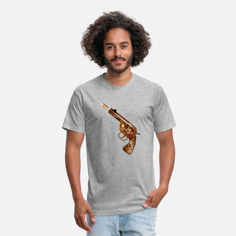 richly decorated steampunk revolver with cartridge