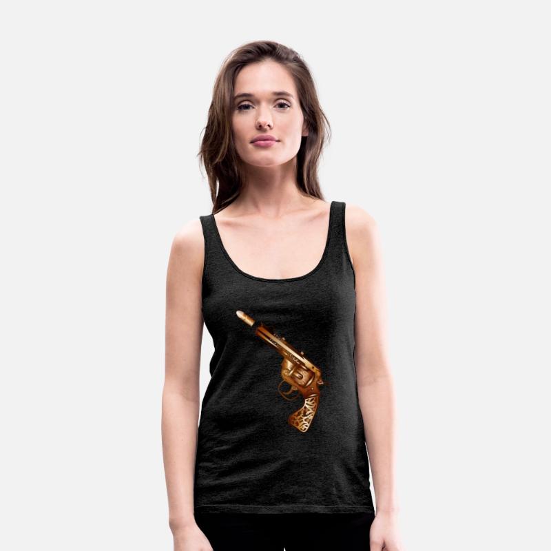 richly decorated steampunk revolver with cartridge