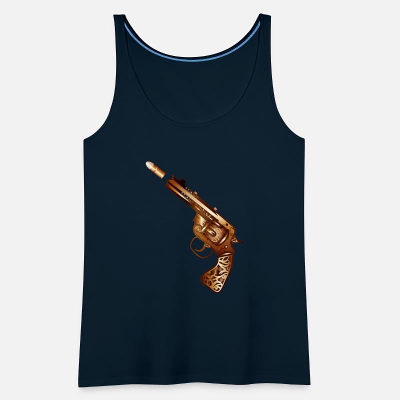 richly decorated steampunk revolver with cartridge