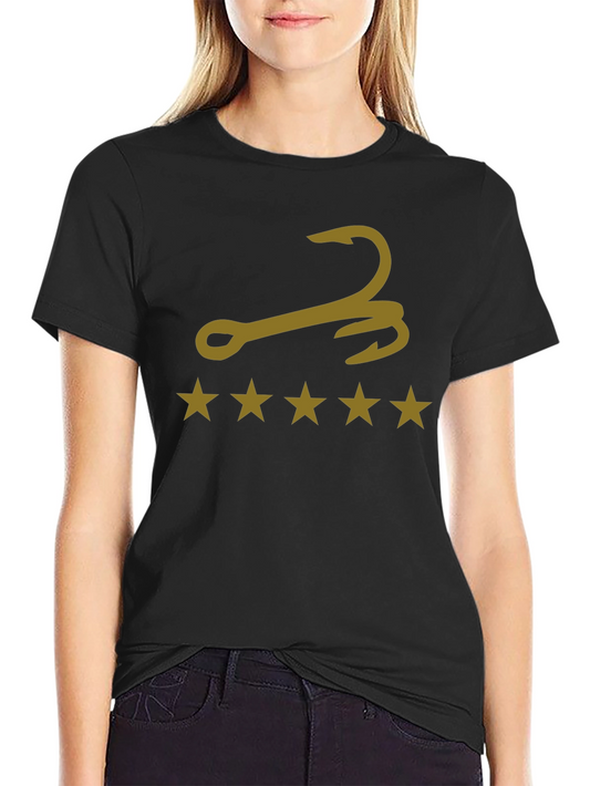 Fishing Hook T-Shirt with 5-Star Design