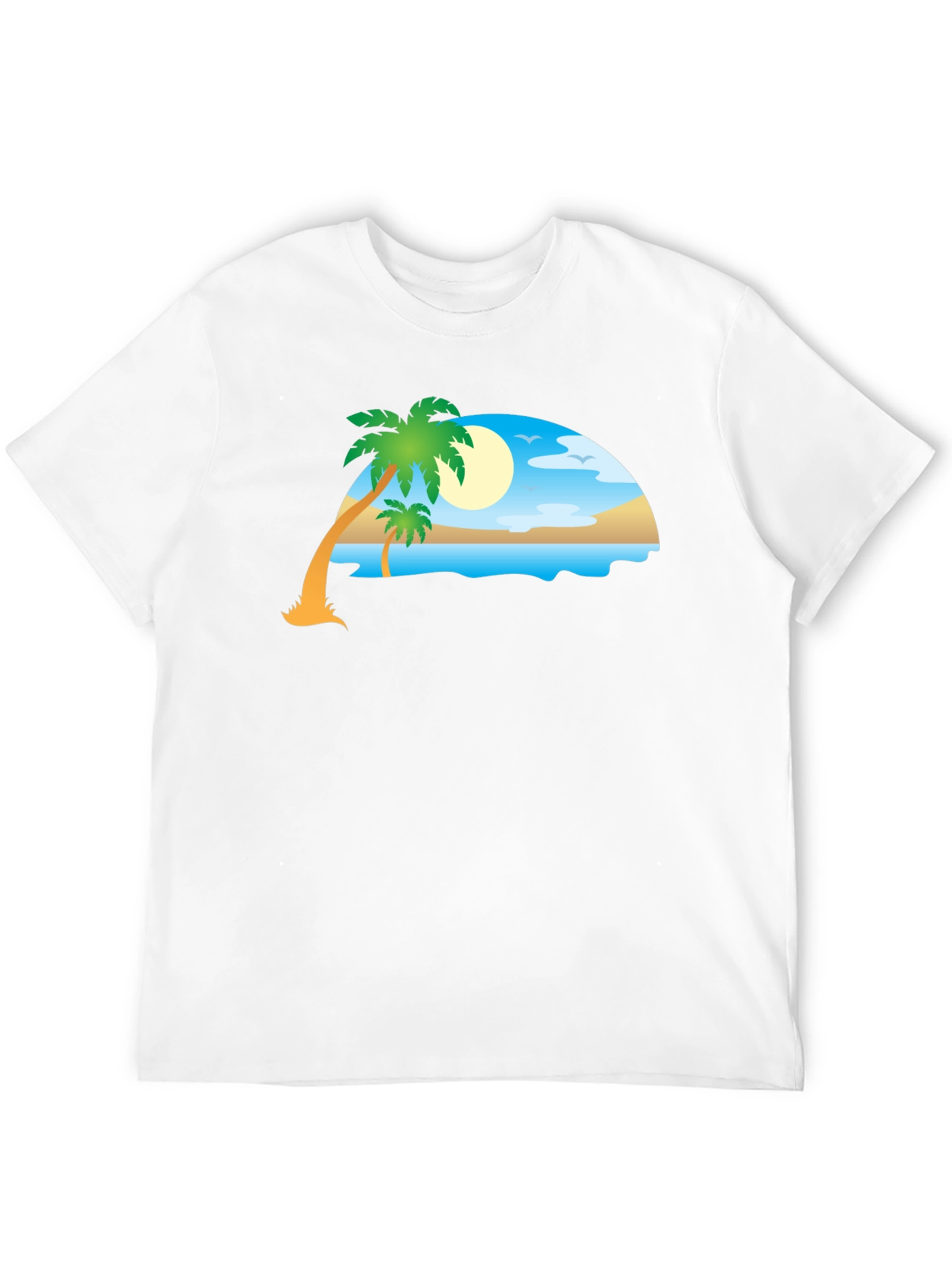 Tropical Beach Scene Black T-Shirt