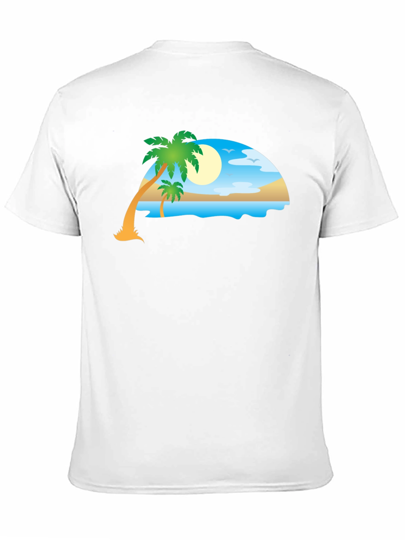 Tropical Beach Scene Black T-Shirt