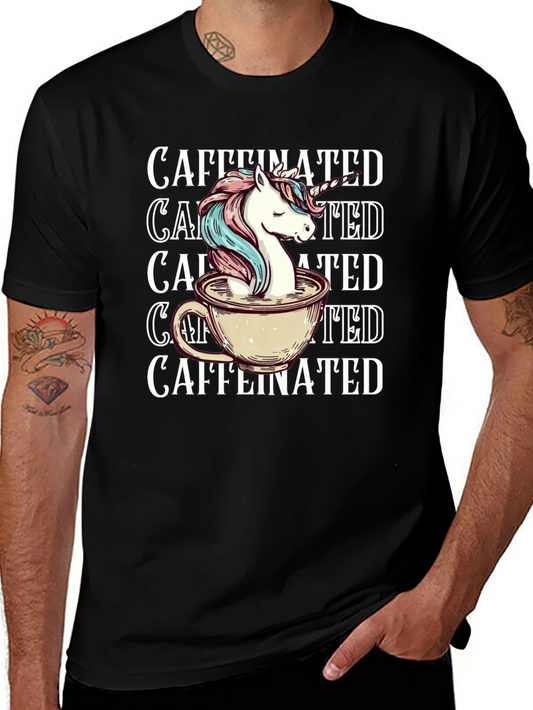 Caffeinated Unicorn Black T-Shirt