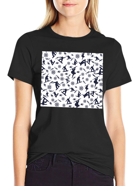 Snowboarder Pattern Black T-Shirt