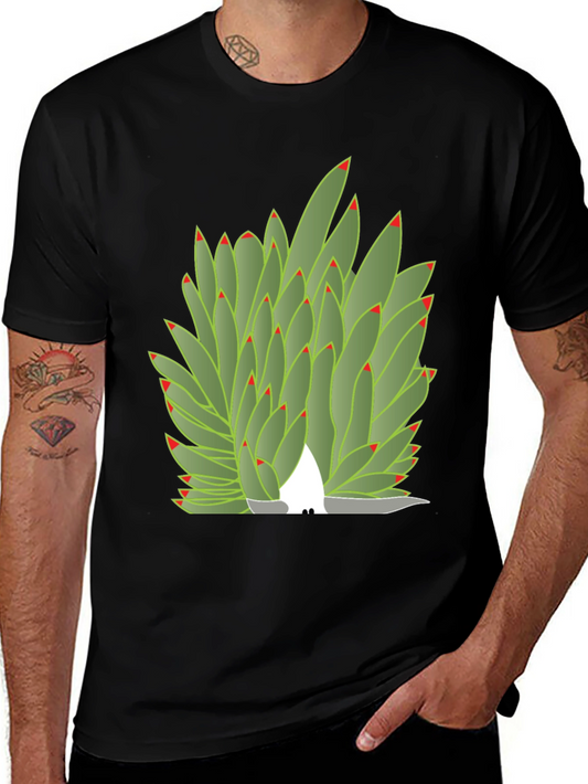Succulent Plant Graphic Tee - Black Cotton Blend