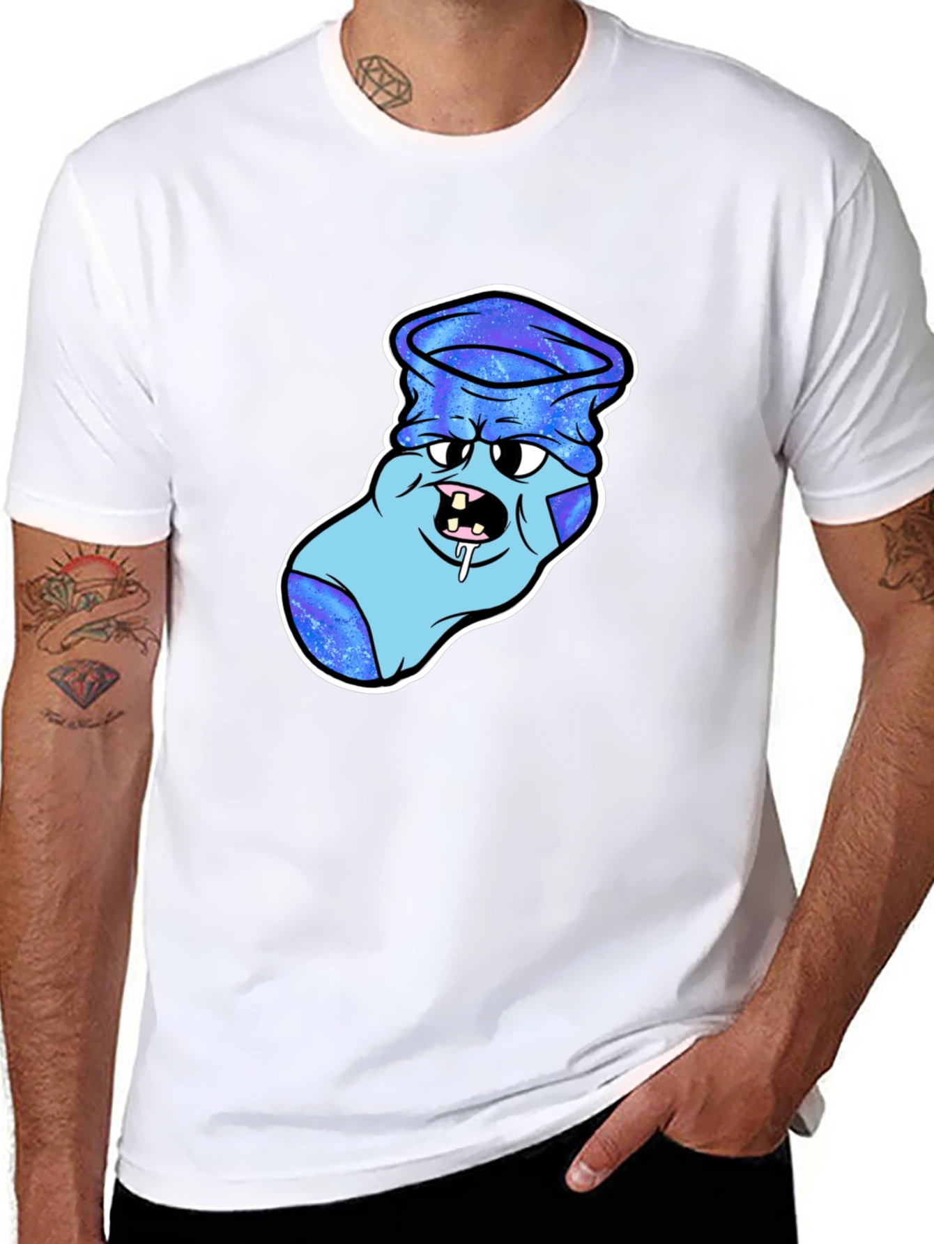 Cartoon Sock Monster Graphic T-Shirt