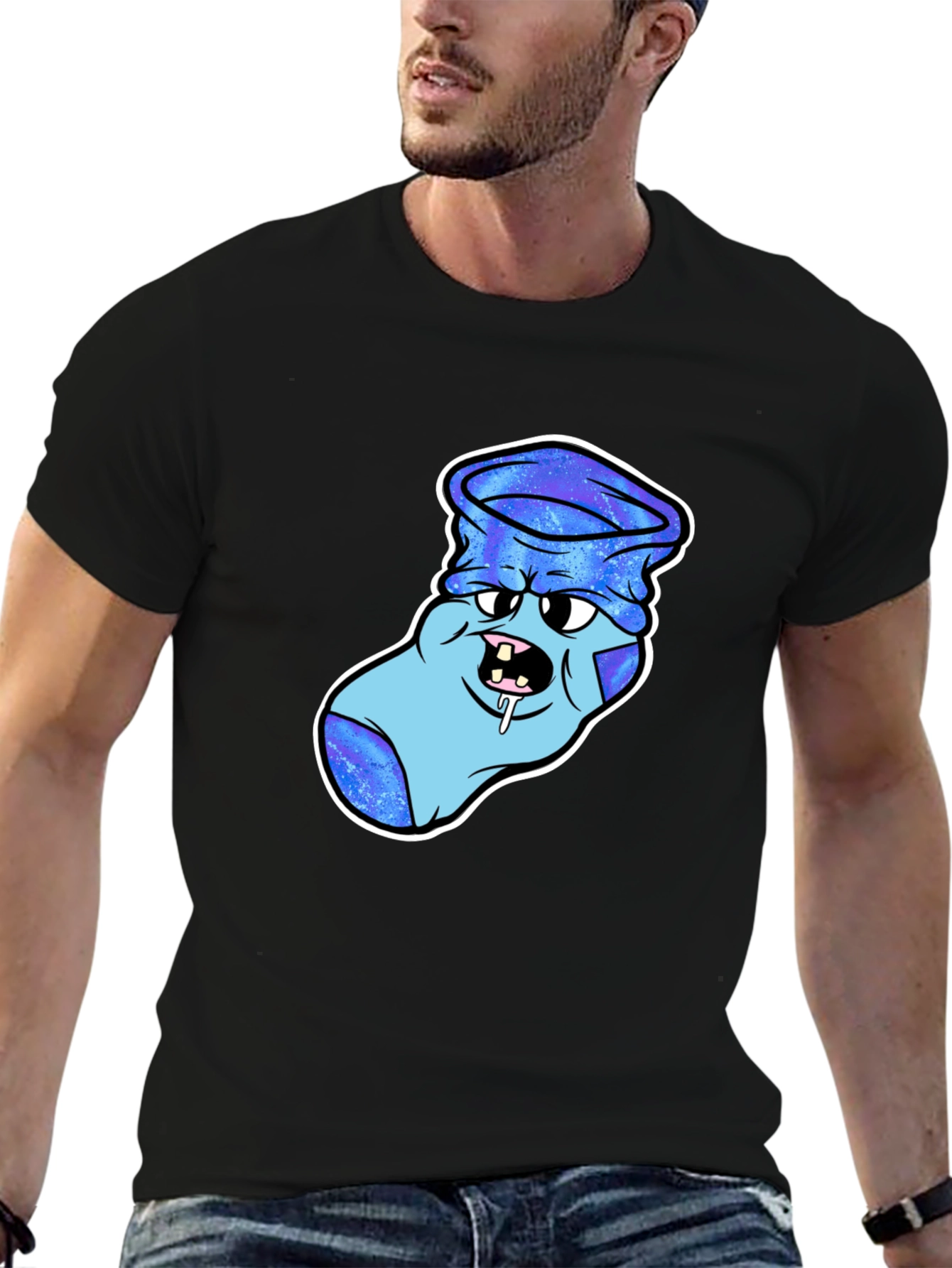 Cartoon Sock Monster Graphic T-Shirt