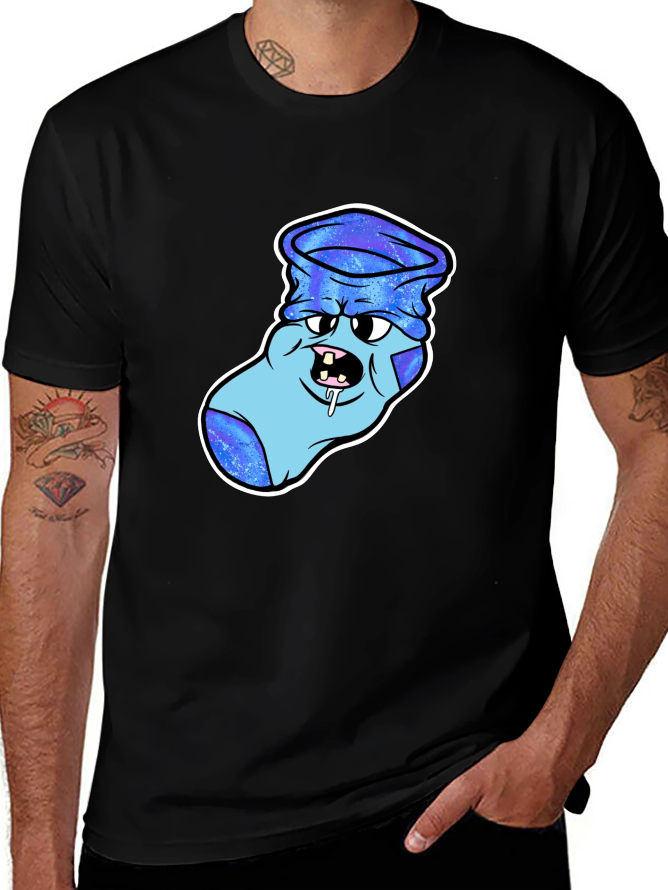 Cartoon Sock Monster Graphic T-Shirt