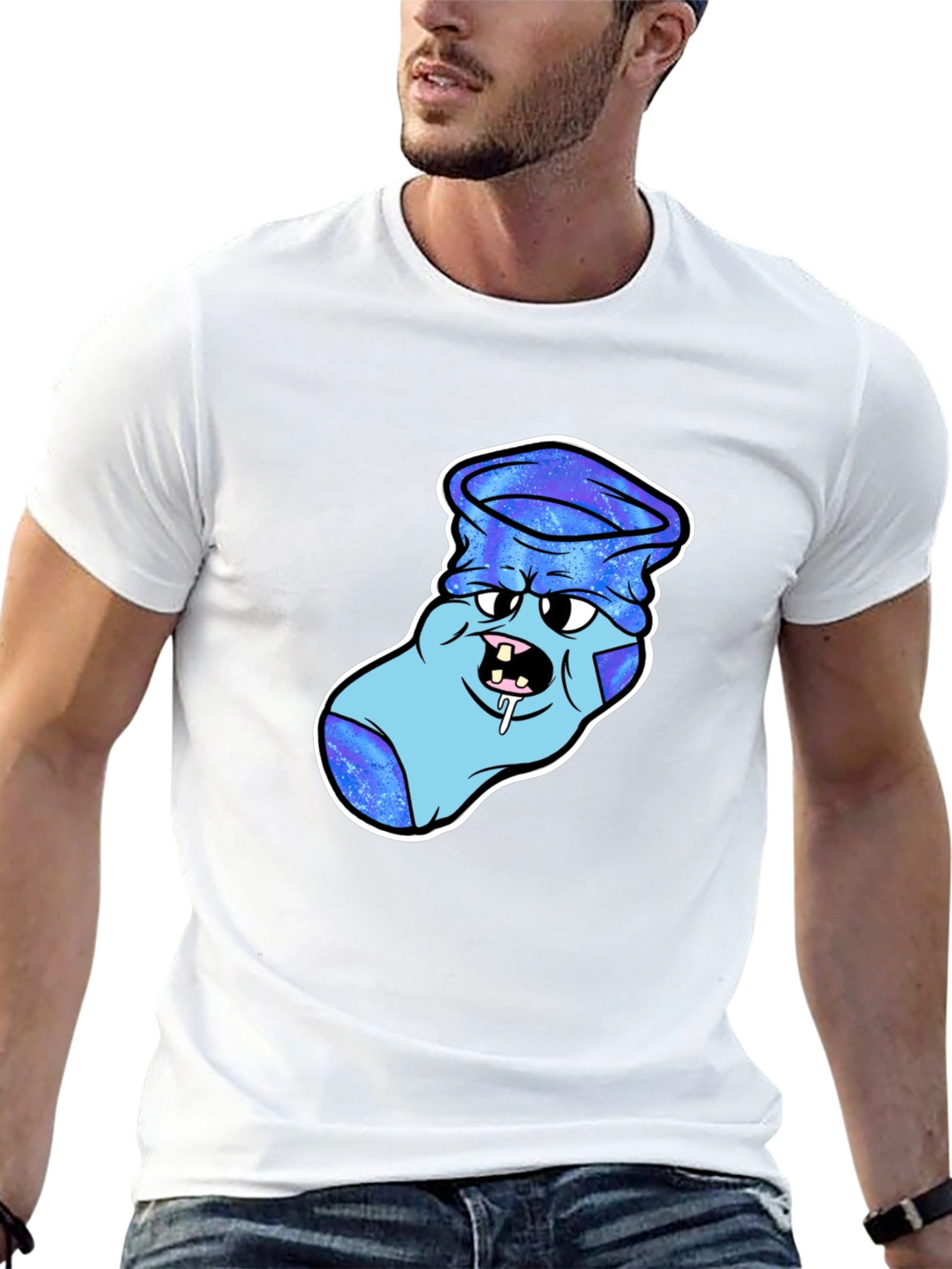 Cartoon Sock Monster Graphic T-Shirt