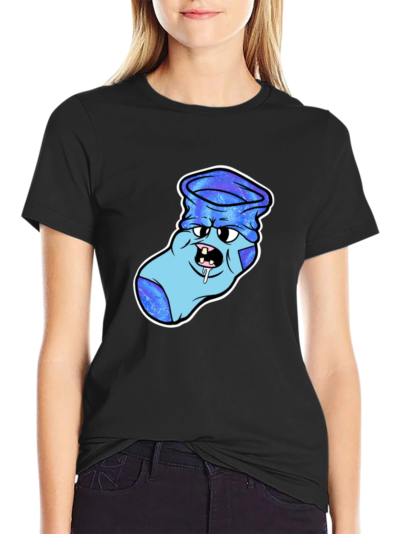 Cartoon Sock Monster Graphic T-Shirt