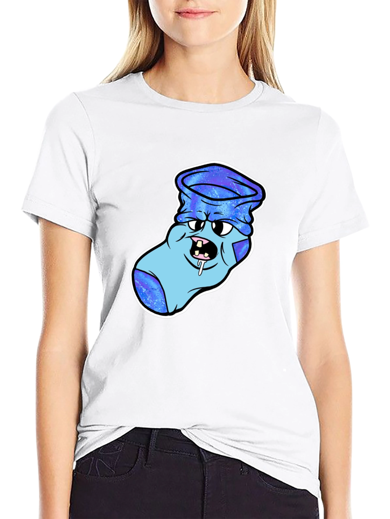 Cartoon Sock Monster Graphic T-Shirt