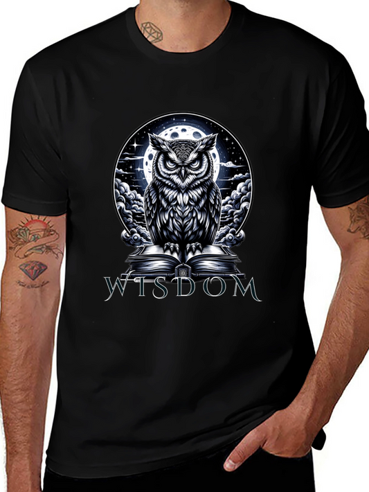 Wisdom Owl Graphic Tee - Moonlit Book Design