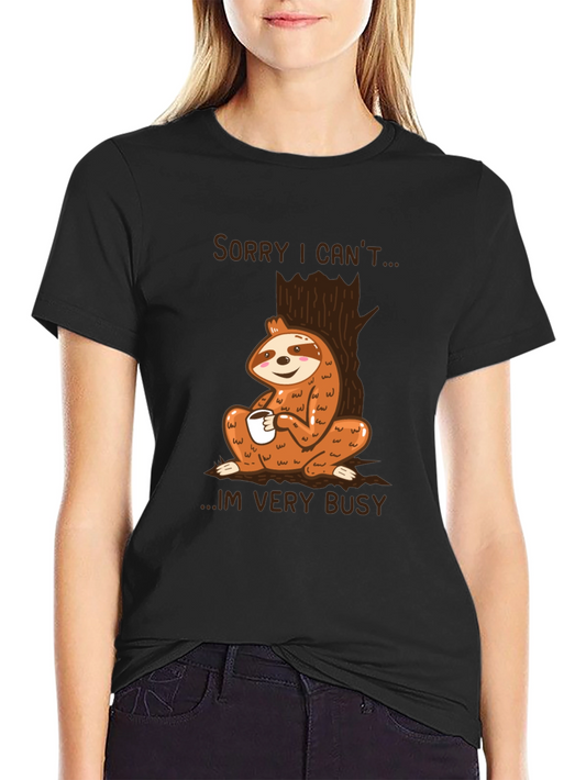 Funny Sloth Coffee Black T-Shirt - Sorry I Cant Im Very Busy