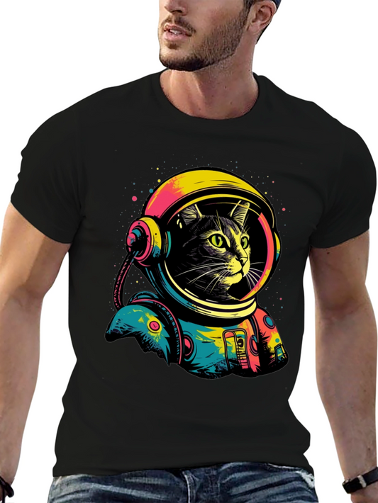 Astronaut Cat Graphic Tee - Unique Design