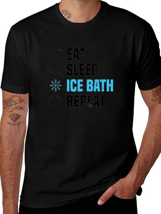 Eat Sleep Ice Bath Repeat Black Graphic T-Shirt