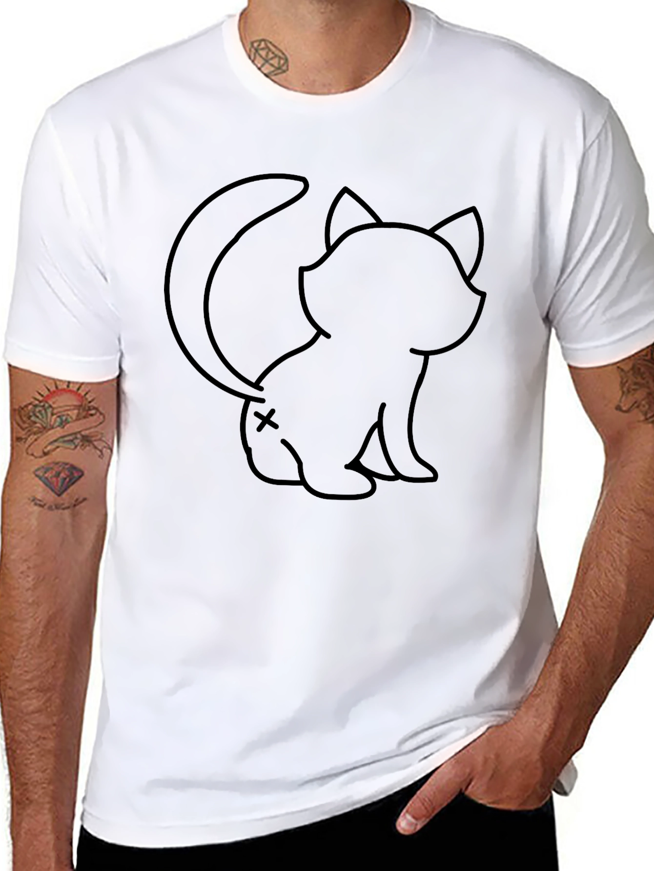 Black Cat Graphic Tee - Funny Cartoon Kitten Shirt