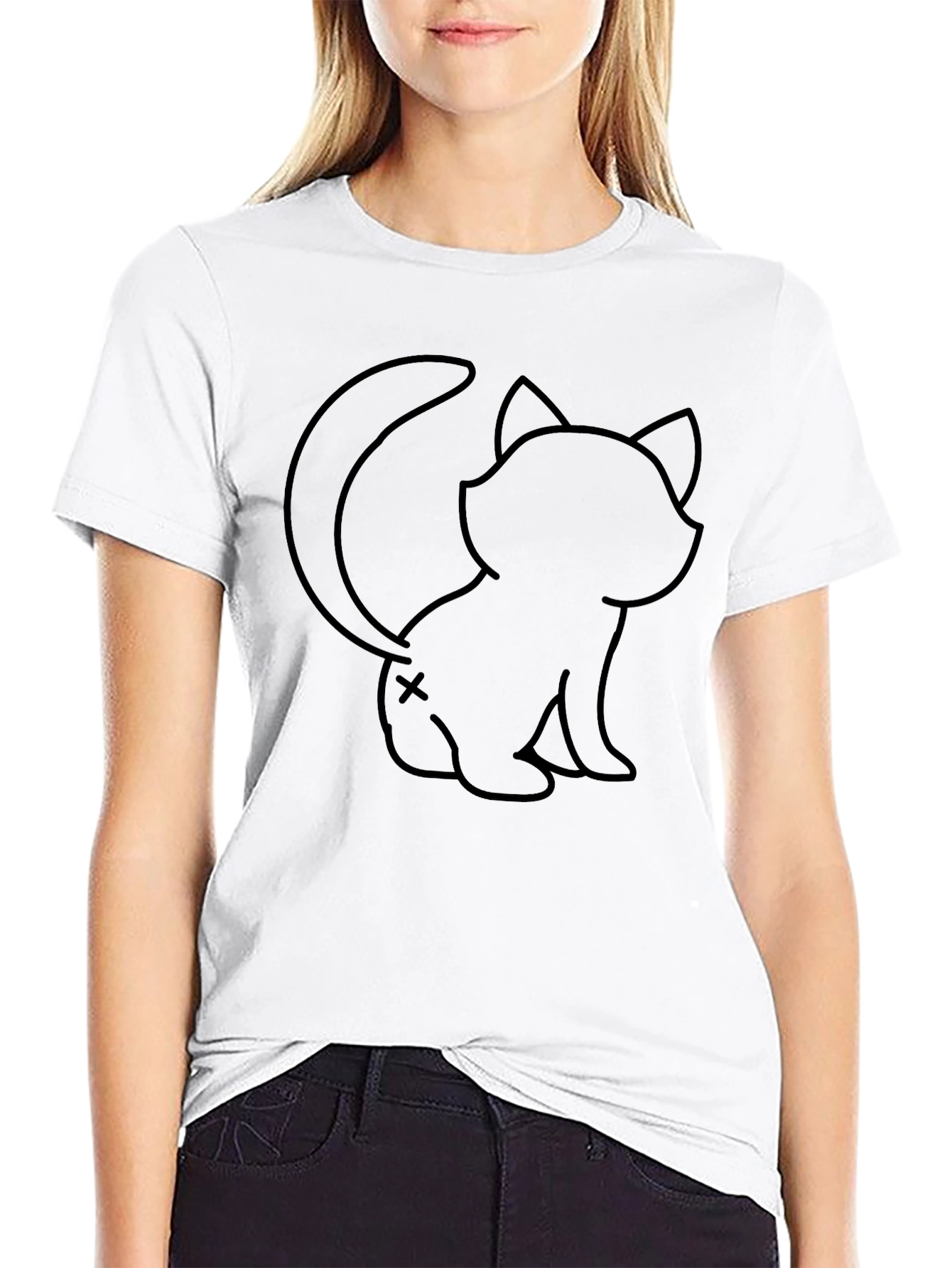 Black Cat Graphic Tee - Funny Cartoon Kitten Shirt