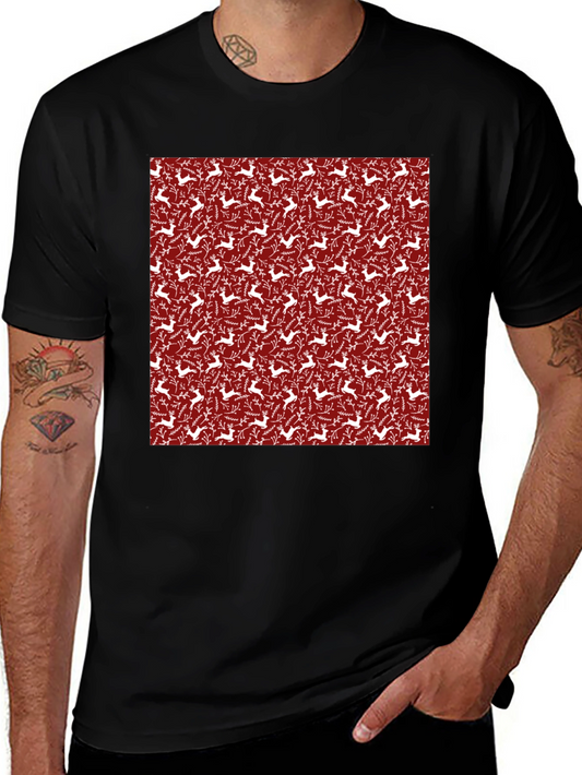 Festive Holiday Reindeer Pattern Tee