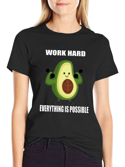 Funny Avocado Workout T-Shirt - Work Hard Achieve Anything