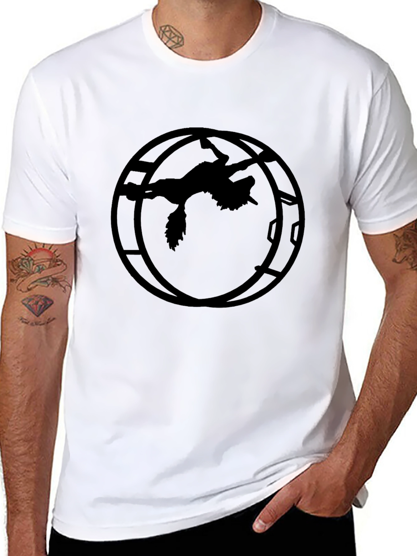 Mens Black Graphic T-Shirt - Wolf Silhouette Design