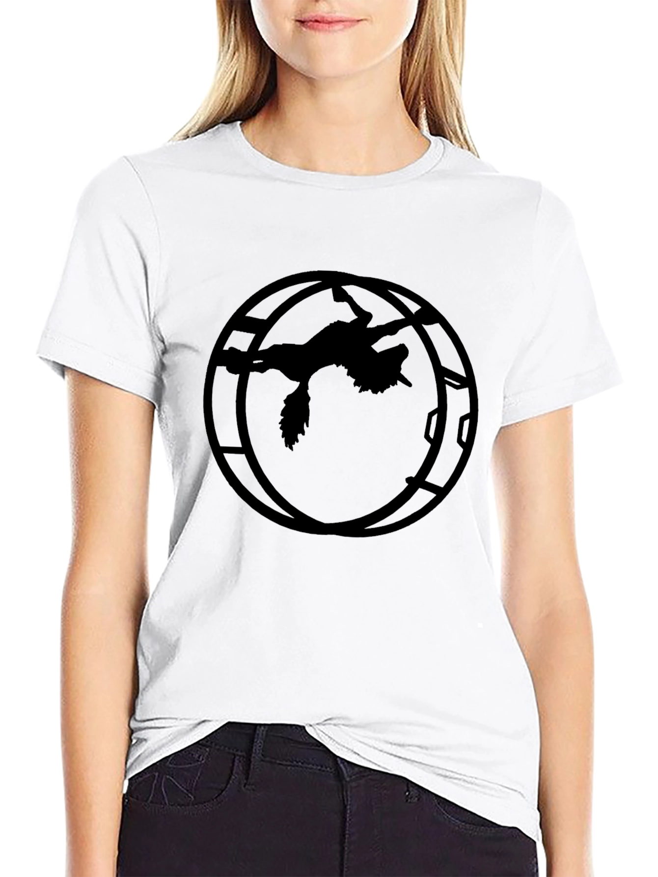 Mens Black Graphic T-Shirt - Wolf Silhouette Design