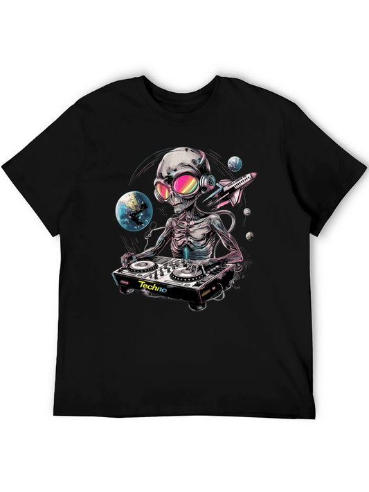 Alien DJ Graphic Tee - Space Techno Music T-Shirt
