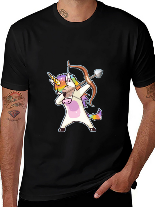 Unicorn Archer Graphic Tee - Black Cotton T-Shirt