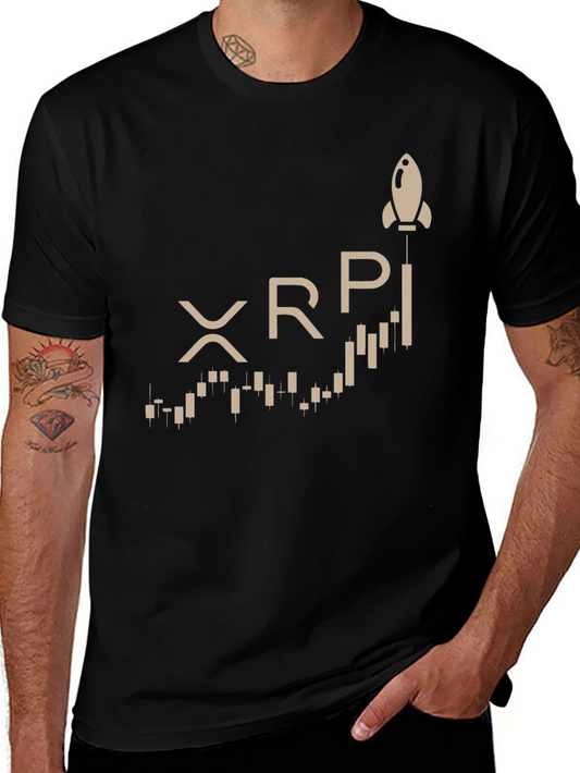 XRP Rocket Black T-Shirt - Crypto Enthusiast Apparel