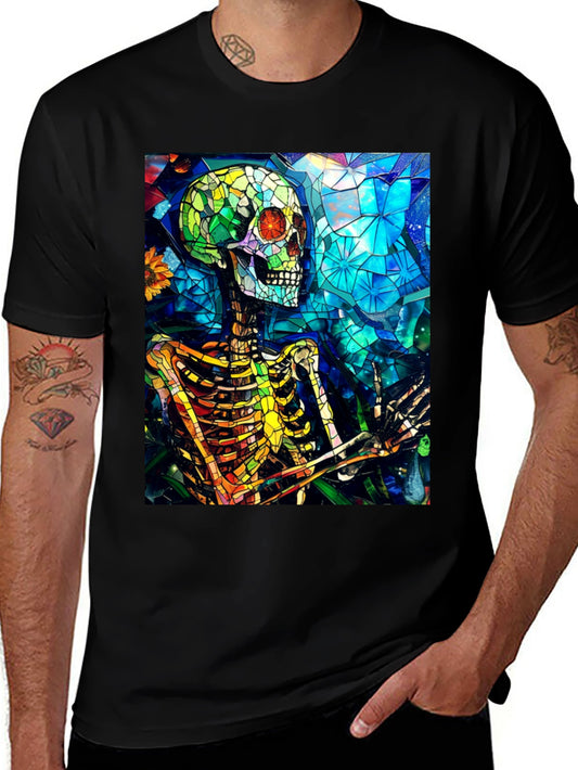 Stained Glass Skull Graphic Tee