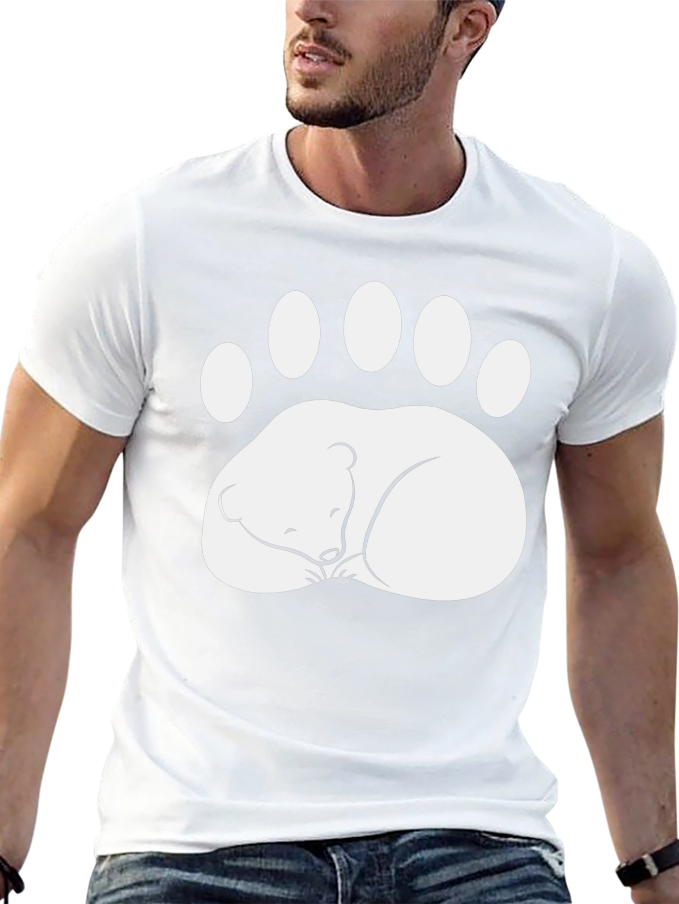 Sleeping Bear Paw Print T-Shirt - Relaxed Fit