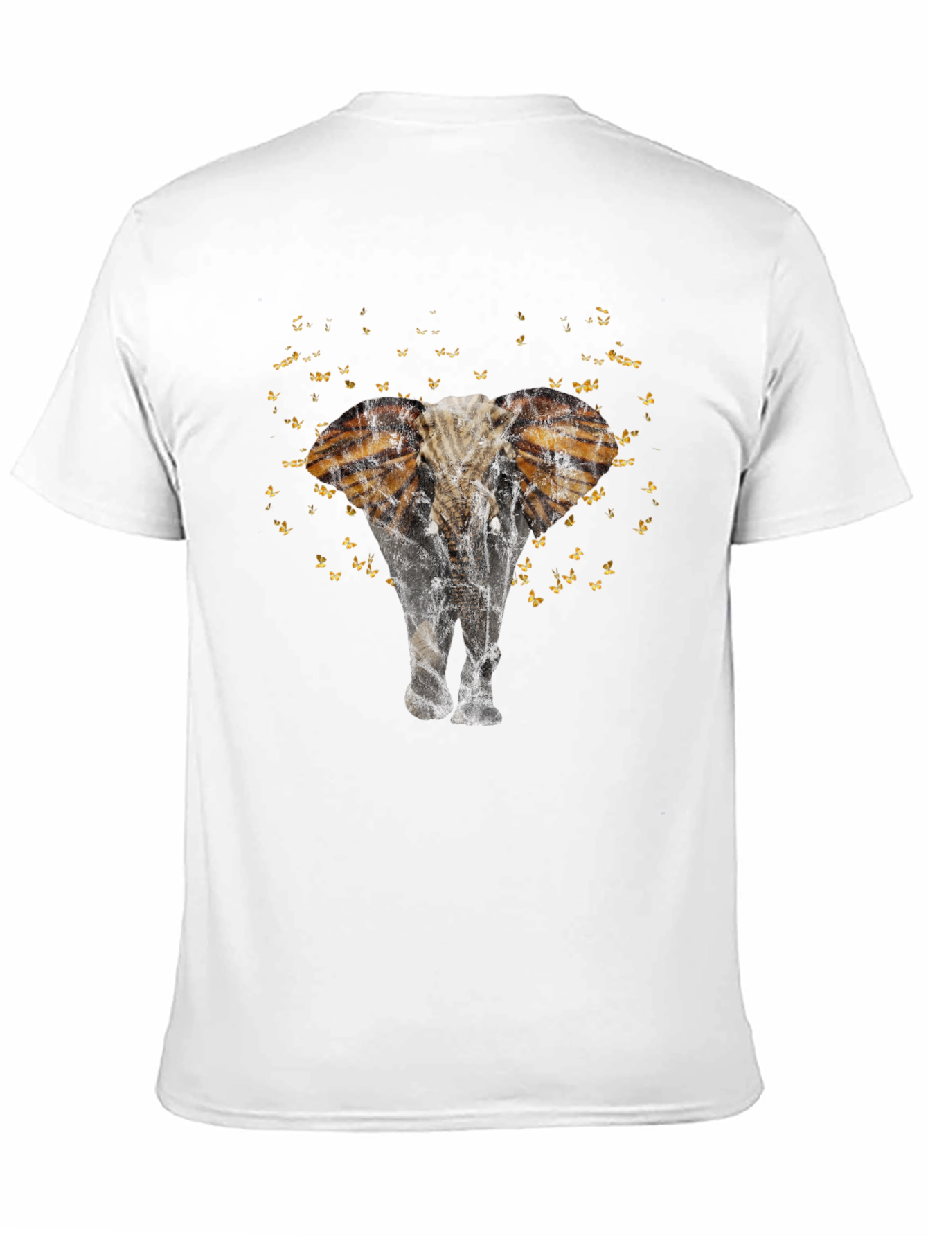 Elephant Butterfly Graphic Black T-Shirt