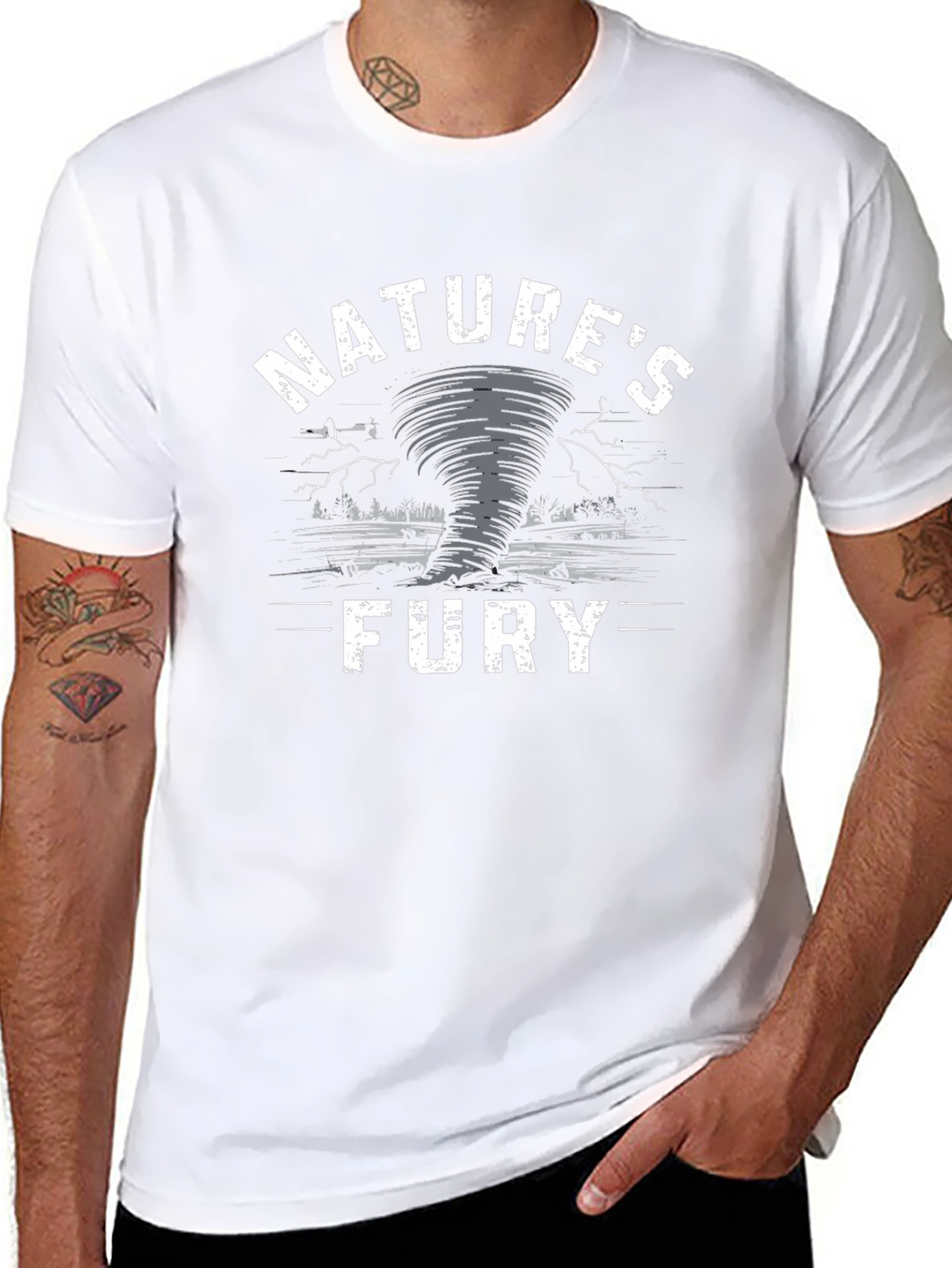 Natures Fury Tornado Graphic Print Black T-Shirt