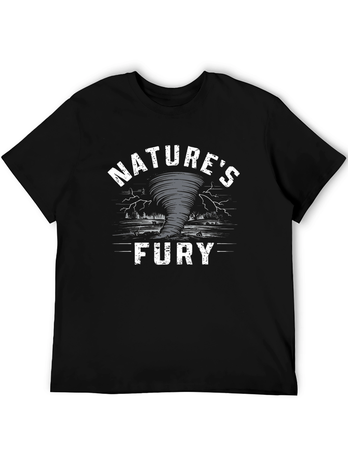 Natures Fury Tornado Graphic Print Black T-Shirt