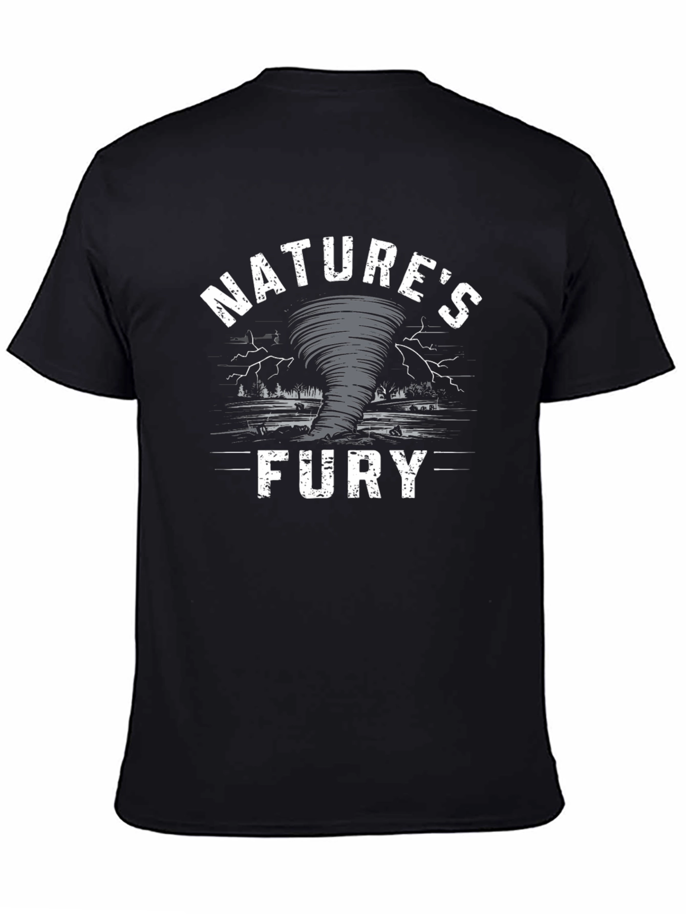 Natures Fury Tornado Graphic Print Black T-Shirt