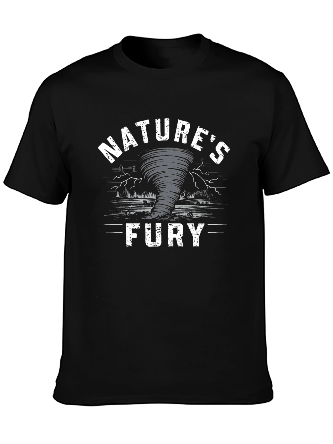 Natures Fury Tornado Graphic Print Black T-Shirt