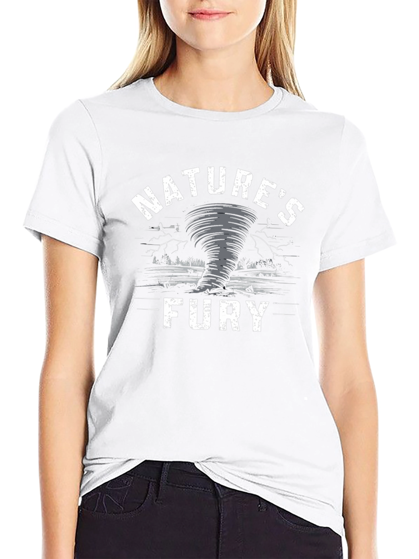 Natures Fury Tornado Graphic Print Black T-Shirt
