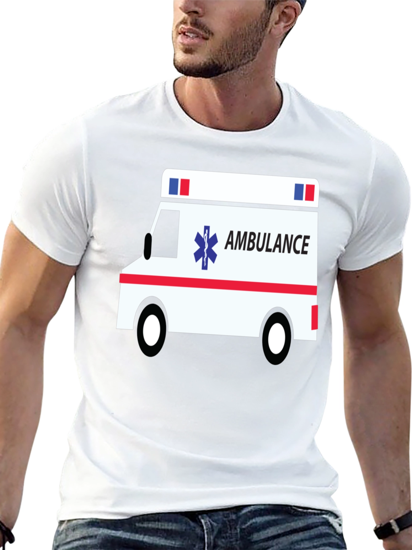 Ambulance Graphic Tee - Black Cotton T-Shirt