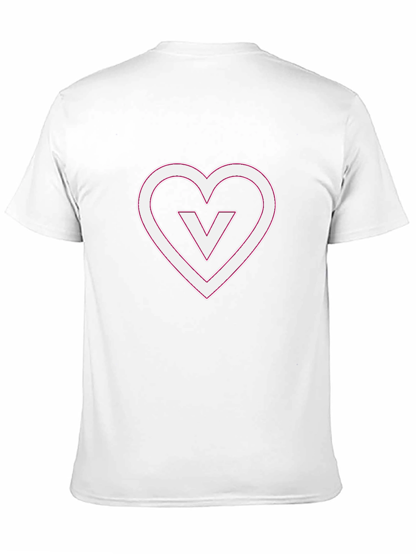 Black T-Shirt with White V Heart Graphic