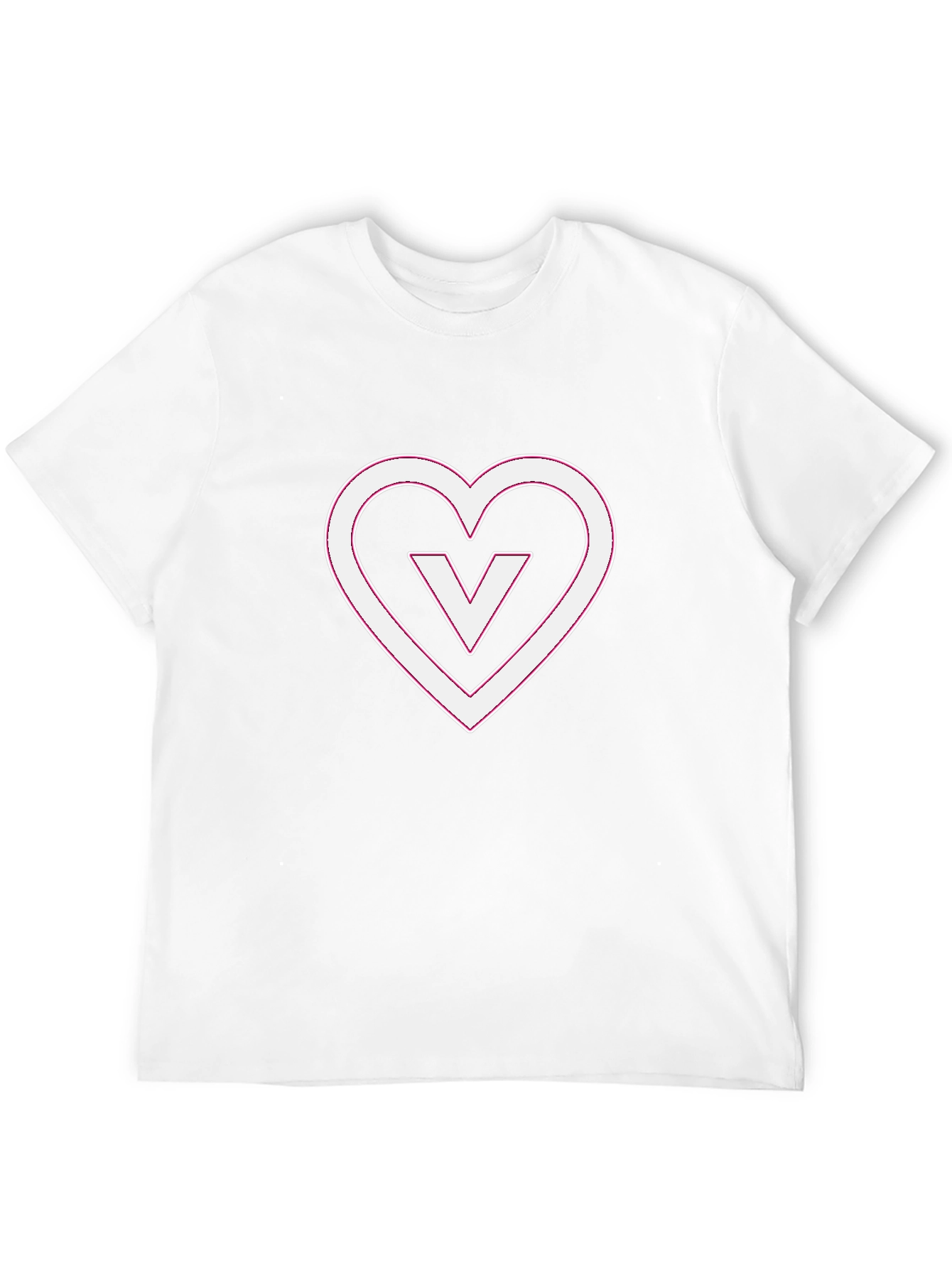 Black T-Shirt with White V Heart Graphic