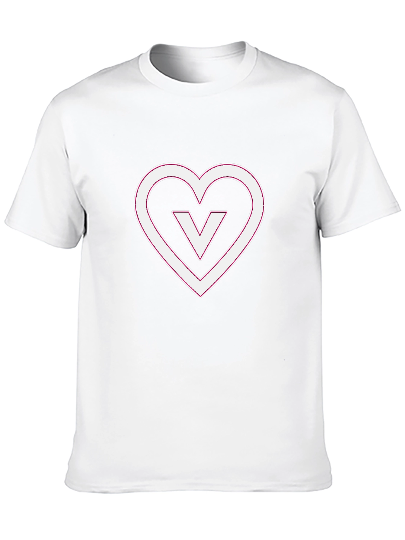 Black T-Shirt with White V Heart Graphic