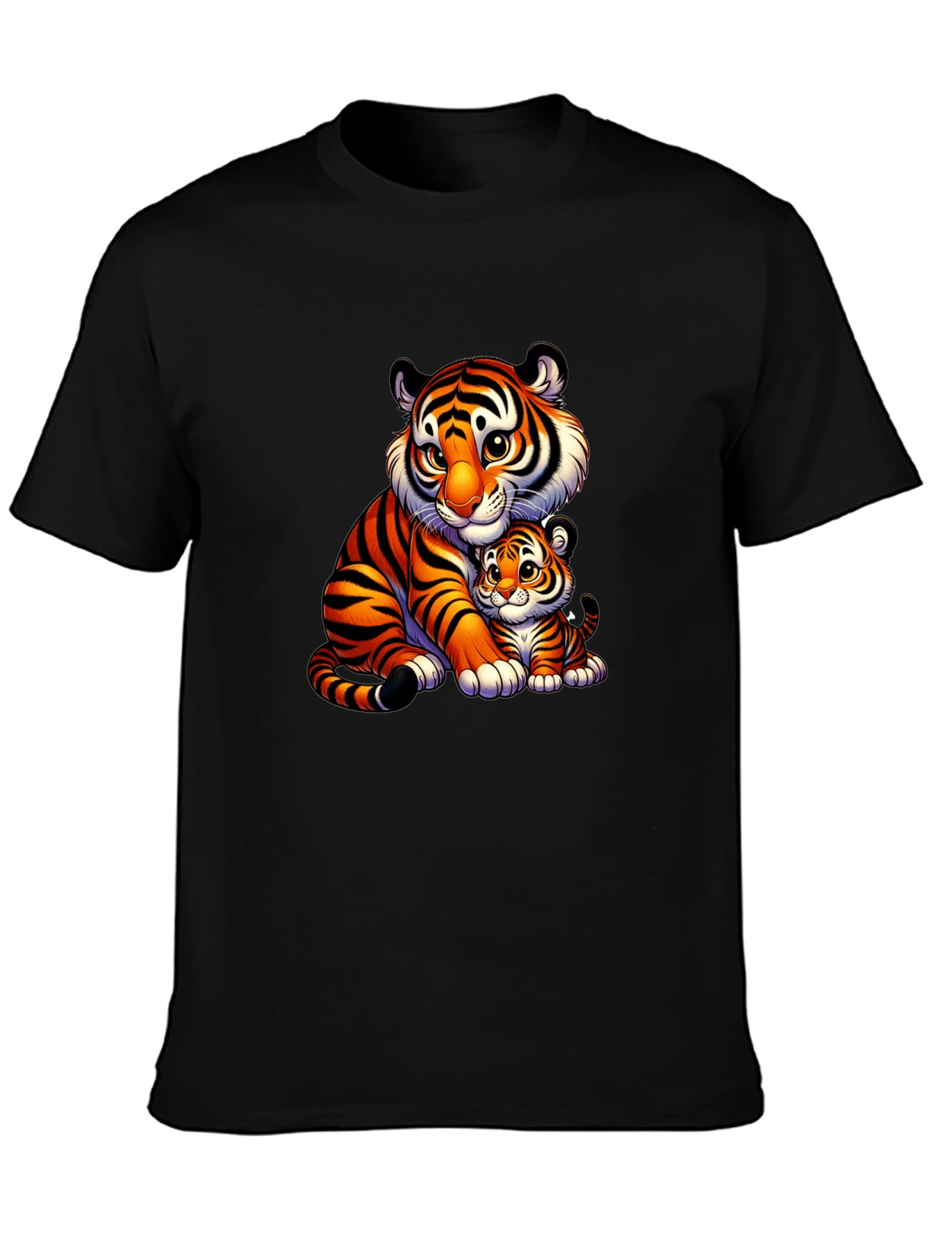 Tiger Mom & Cub Black T-Shirt