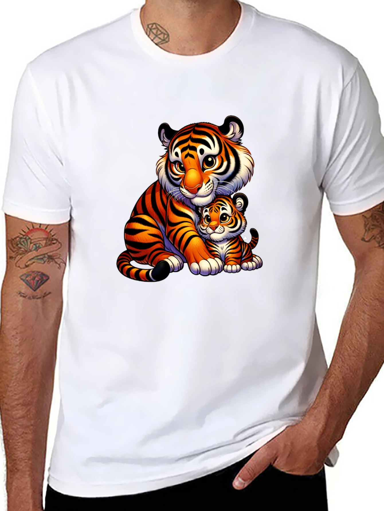 Tiger Mom & Cub Black T-Shirt