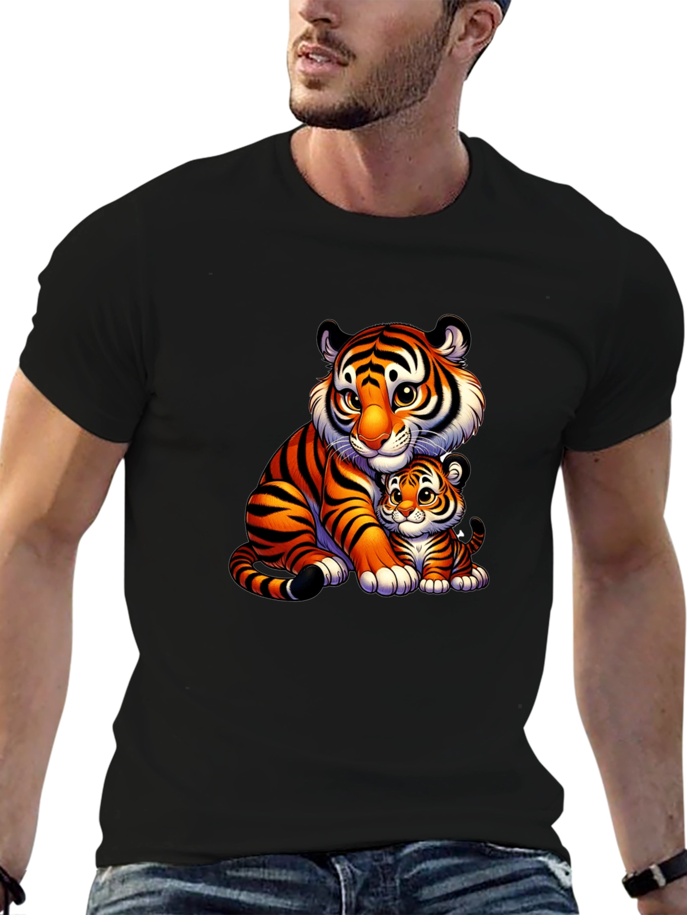 Tiger Mom & Cub Black T-Shirt