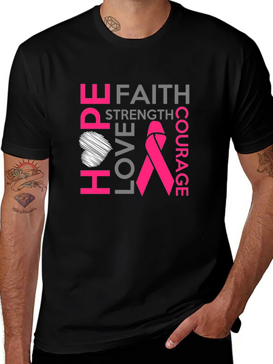 Hope Love Faith Breast Cancer Awareness T-Shirt