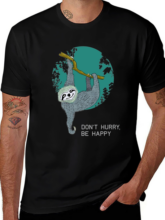 Sloth Graphic Tee - Dont Hurry Be Happy!